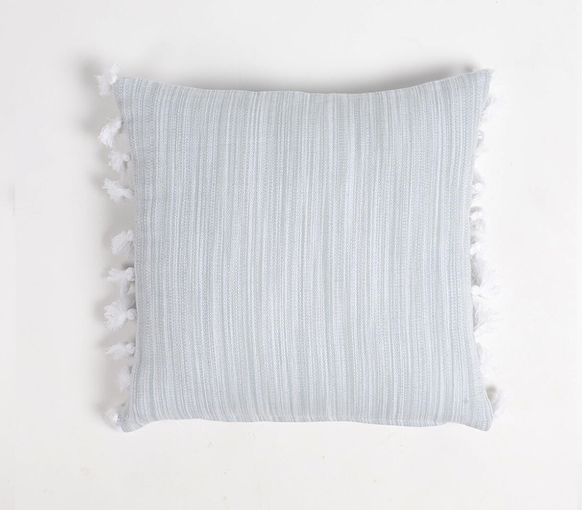 Set of 2 Handwoven Cushion Covers in Neutral Grey/Blue