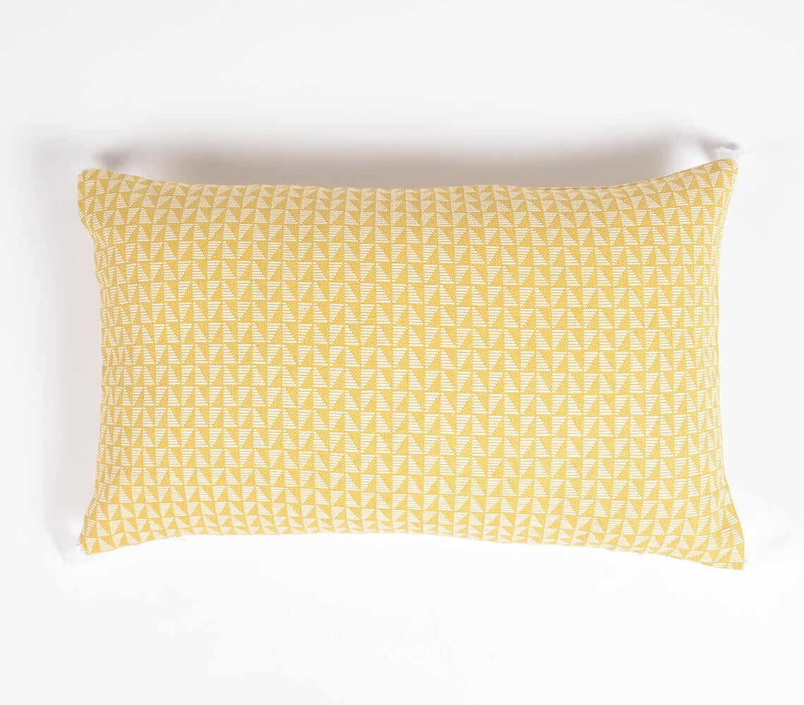 Set of 2 Yellow Cushion Covers with Subtly Printed Geometric Design