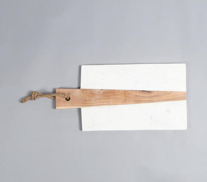 Large Marble Serving Board with Acacia Wood Slab