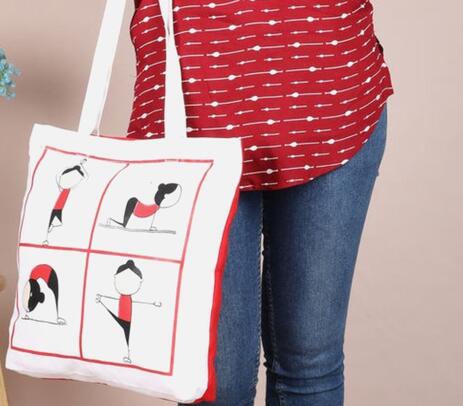Yoga Pose Print Tote Bag