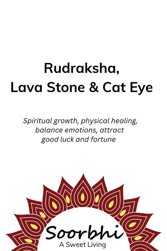 Rudraksha with Lava Stone and Cat Eye Stone