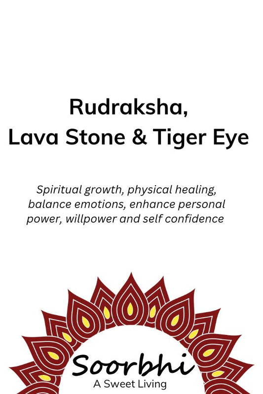 Rudraksha with Lava Stone and Tiger Eye Stone