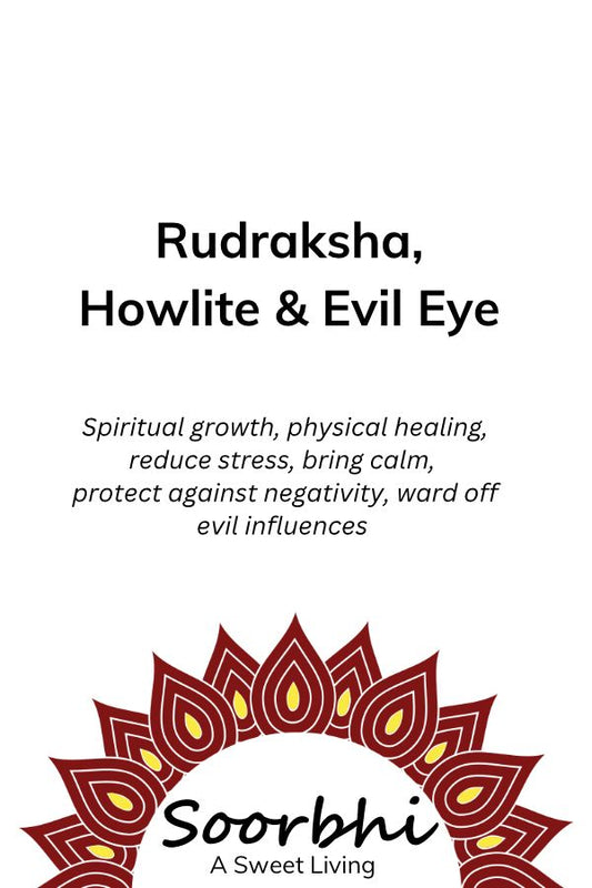 Rudraksha with Howlite and Evil Eye