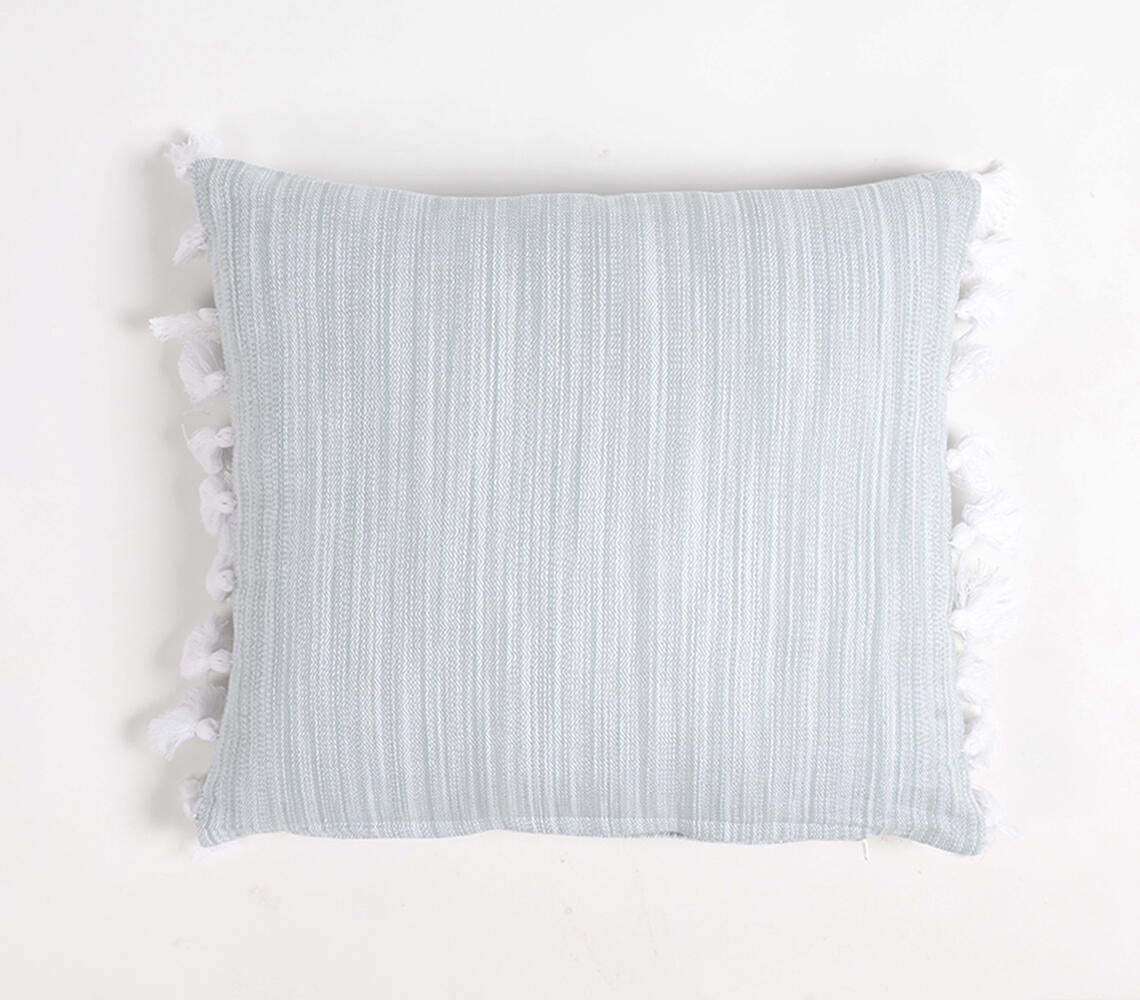 Set of 2 Handwoven Cushion Covers in Neutral Grey/Blue