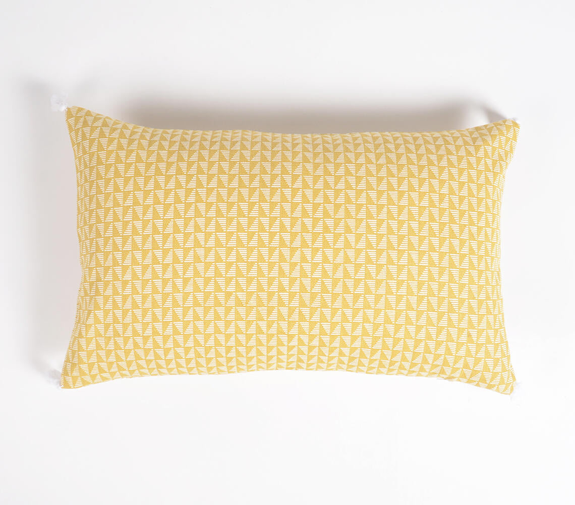 Set of 2 Yellow Cushion Covers with Subtly Printed Geometric Design