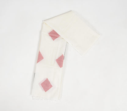 Light Scarf with Geometric Print on Off-White Cotton