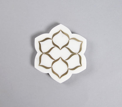 Flower Design Marble Coasters - Set of 4