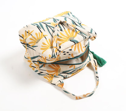 Spring design travel pouch with handles