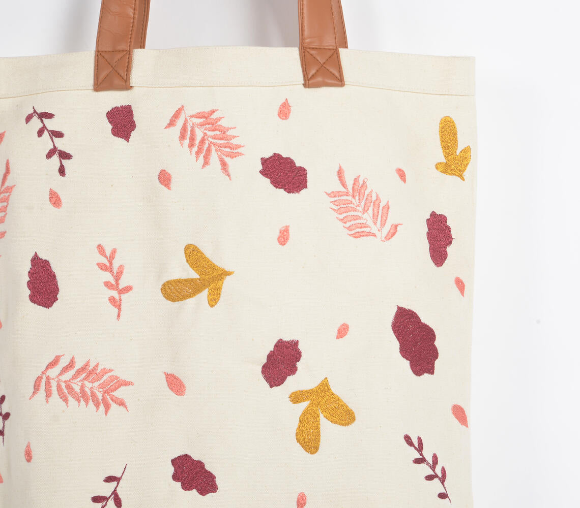 Leaf Embroidery Bag Embroidered Tote Bag Leaf Bag 