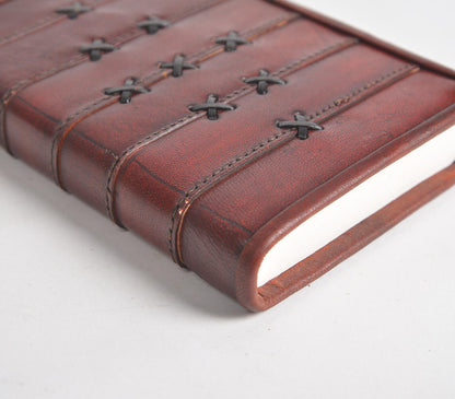 Hand-stitched Crosses Leather Notebook